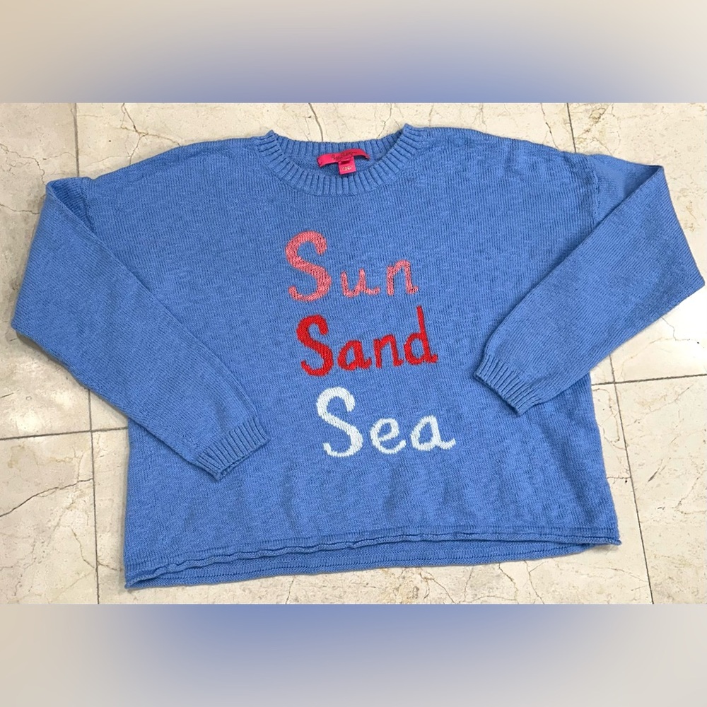 Lilly Pulitzer Blue Sweater with Red and White Accents